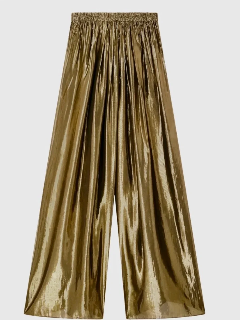 Mes Demoiselles Metallic Gold Wide-Leg Trousers